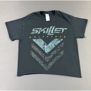 Rare Y2K Skillet Unleashed Christian Rock Band Crop Top Black Tour Concert Album